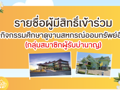 ประกาศ รายชื่อผู้มีสิทธิ์เข้าร่วม กิจกรรมศึกษาดูงานสหกรณ์ออมทรัพย์อื่น (กลุ่มสมาชิกผู้รับบำนาญ) ประจำปี 2569